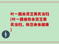 叶一茜赤灵芝黄芪当归(叶一茜推荐赤灵芝黄芪当归，助您身体健康)