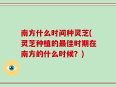 南方什么时间种灵芝(灵芝种植的最佳时期在南方的什么时候？)
