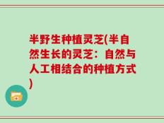 半野生种植灵芝(半自然生长的灵芝：自然与人工相结合的种植方式)