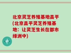 北京灵芝养殖基地昌平(北京昌平灵芝养殖基地：让灵芝生长在都市绿洲中)