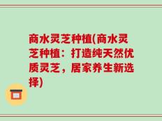 商水灵芝种植(商水灵芝种植：打造纯天然优质灵芝，居家养生新选择)