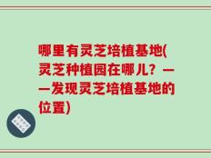 哪里有灵芝培植基地(灵芝种植园在哪儿？——发现灵芝培植基地的位置)