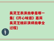 吴灵芝表演南拳是哪一集(《开心味道》嘉宾吴灵芝精彩演绎南拳全过程)