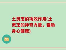 土灵芝的功效作用(土灵芝的神奇力量，强助身心健康)
