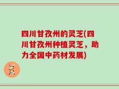 四川甘孜州的灵芝(四川甘孜州种植灵芝，助力全国中药材发展)