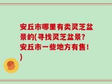 安丘市哪里有卖灵芝盆景的(寻找灵芝盆景？安丘市一些地方有售！)