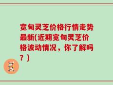 宽甸灵芝价格行情走势最新(近期宽甸灵芝价格波动情况，你了解吗？)