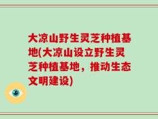 大凉山野生灵芝种植基地(大凉山设立野生灵芝种植基地，推动生态文明建设)
