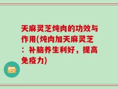 天麻灵芝炖肉的功效与作用(炖肉加天麻灵芝：补脑养生利好，提高免疫力)