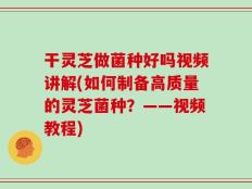干灵芝做菌种好吗视频讲解(如何制备高质量的灵芝菌种？——视频教程)