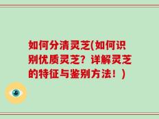 如何分清灵芝(如何识别优质灵芝？详解灵芝的特征与鉴别方法！)