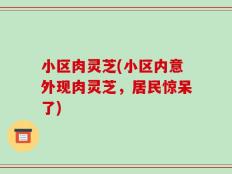 小区肉灵芝(小区内意外现肉灵芝，居民惊呆了)