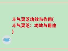 斗气灵芝功效与作用(斗气灵芝：功效与用途)