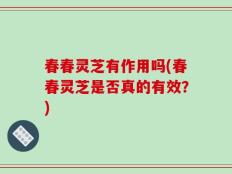 春春灵芝有作用吗(春春灵芝是否真的有效？)