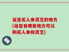 延吉买人参灵芝的地方(延吉有哪些地方可以购买人参和灵芝)