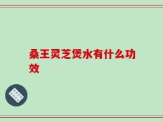 桑王灵芝煲水有什么功效