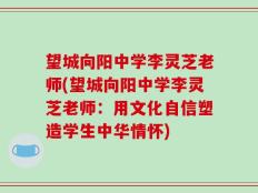 望城向阳中学李灵芝老师(望城向阳中学李灵芝老师：用文化自信塑造学生中华情怀)