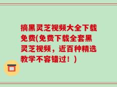 摘黑灵芝视频大全下载免费(免费下载全套黑灵芝视频，近百种精选教学不容错过！)