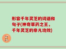 形容千年灵芝的词语和句子(神奇草药之王，千年灵芝的非凡功效)