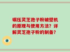 碾压灵芝孢子粉破壁机的原理与使用方法？详解灵芝孢子粉的制备？