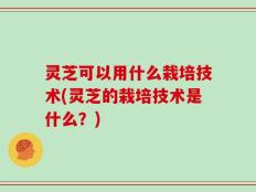 灵芝可以用什么栽培技术(灵芝的栽培技术是什么？)