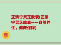 正清宁灵芝胶囊(正清宁灵芝胶囊——自然养生，健康保障)