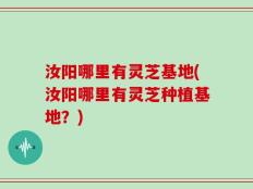 汝阳哪里有灵芝基地(汝阳哪里有灵芝种植基地？)