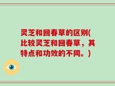 灵芝和回春草的区别(比较灵芝和回春草，其特点和功效的不同。)