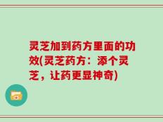 灵芝加到药方里面的功效(灵芝药方：添个灵芝，让药更显神奇)