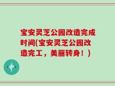 宝安灵芝公园改造完成时间(宝安灵芝公园改造完工，美丽转身！)