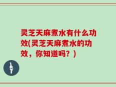 灵芝天麻煮水有什么功效(灵芝天麻煮水的功效，你知道吗？)