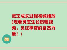 灵芝成长过程视频播放(观看灵芝生长历程视频，见证神奇的自然力量！)