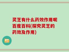 灵芝有什么药效作用呢百度百科(探究灵芝的药效及作用)
