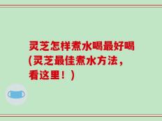灵芝怎样煮水喝最好喝(灵芝最佳煮水方法，看这里！)