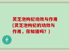 灵芝泡枸杞功效与作用(灵芝泡枸杞的功效与作用，你知道吗？)