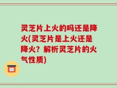 灵芝片上火的吗还是降火(灵芝片是上火还是降火？解析灵芝片的火气性质)