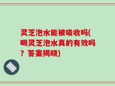 灵芝泡水能被吸收吗(喝灵芝泡水真的有效吗？答案揭晓)