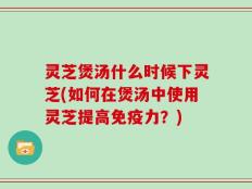 灵芝煲汤什么时候下灵芝(如何在煲汤中使用灵芝提高免疫力？)