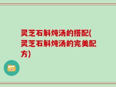 灵芝石斛炖汤的搭配(灵芝石斛炖汤的完美配方)