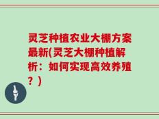 灵芝种植农业大棚方案最新(灵芝大棚种植解析：如何实现高效养殖？)