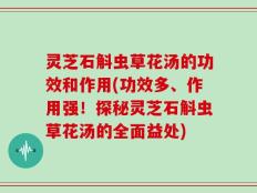 灵芝石斛虫草花汤的功效和作用(功效多、作用强！探秘灵芝石斛虫草花汤的全面益处)