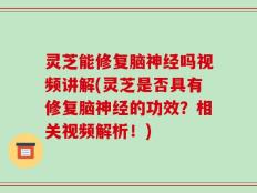 灵芝能修复脑神经吗视频讲解(灵芝是否具有修复脑神经的功效？相关视频解析！)