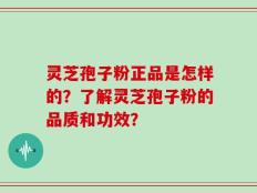 灵芝孢子粉正品是怎样的？了解灵芝孢子粉的品质和功效？