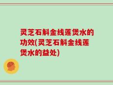 灵芝石斛金线莲煲水的功效(灵芝石斛金线莲煲水的益处)