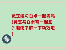 灵芝能与白术一起煮吗(灵芝与白术可一起煮？顺便了解一下功效吧)