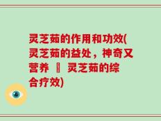 灵芝茹的作用和功效(灵芝茹的益处，神奇又营养 – 灵芝茹的综合疗效)