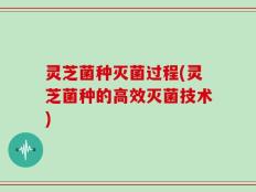 灵芝菌种灭菌过程(灵芝菌种的高效灭菌技术)
