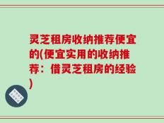 灵芝租房收纳推荐便宜的(便宜实用的收纳推荐：借灵芝租房的经验)