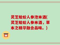 灵芝蛤蚧人参泡米酒(灵芝蛤蚧人参米酒，草本之精华融合品味。)