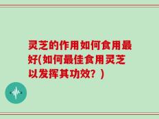 灵芝的作用如何食用最好(如何最佳食用灵芝以发挥其功效？)